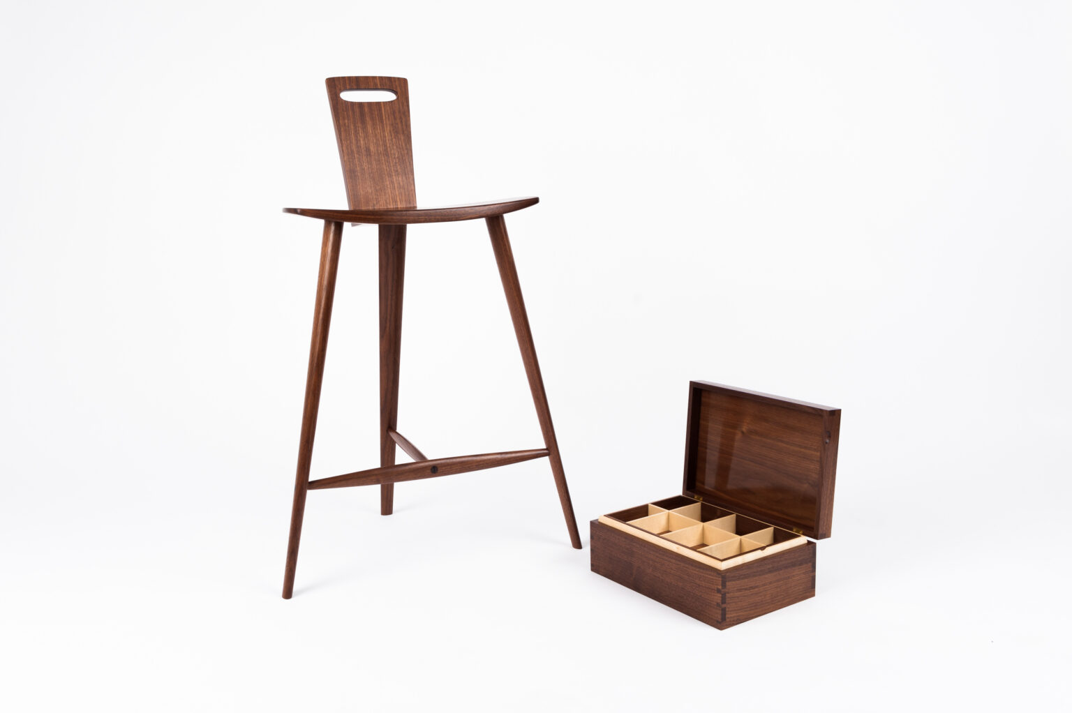 a Tage Frid stool and Rowden box from a student on the woodworking classes at Rowden Atelier